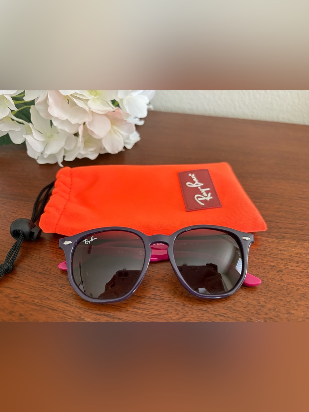 Ray-Ban Kids Purple Sunglasses with Orange Case Accent